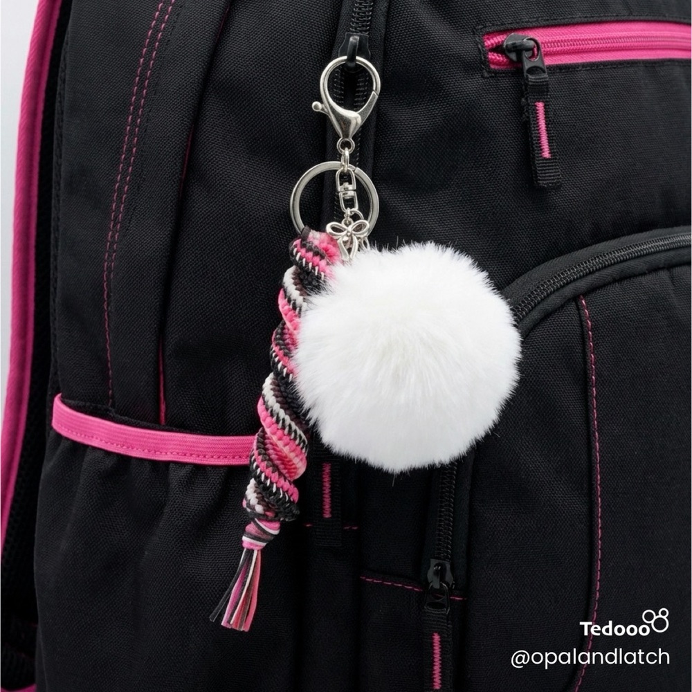 Pink Rebel Pom Keychain